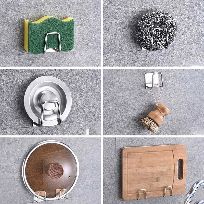 Kitchen Sponge Holder Sink Drain Rack Kitchen Wall Hooks Sink Sponge Rack Drain Storage Shelf Kitchen Under Sink Storage Rack - الصورة 6