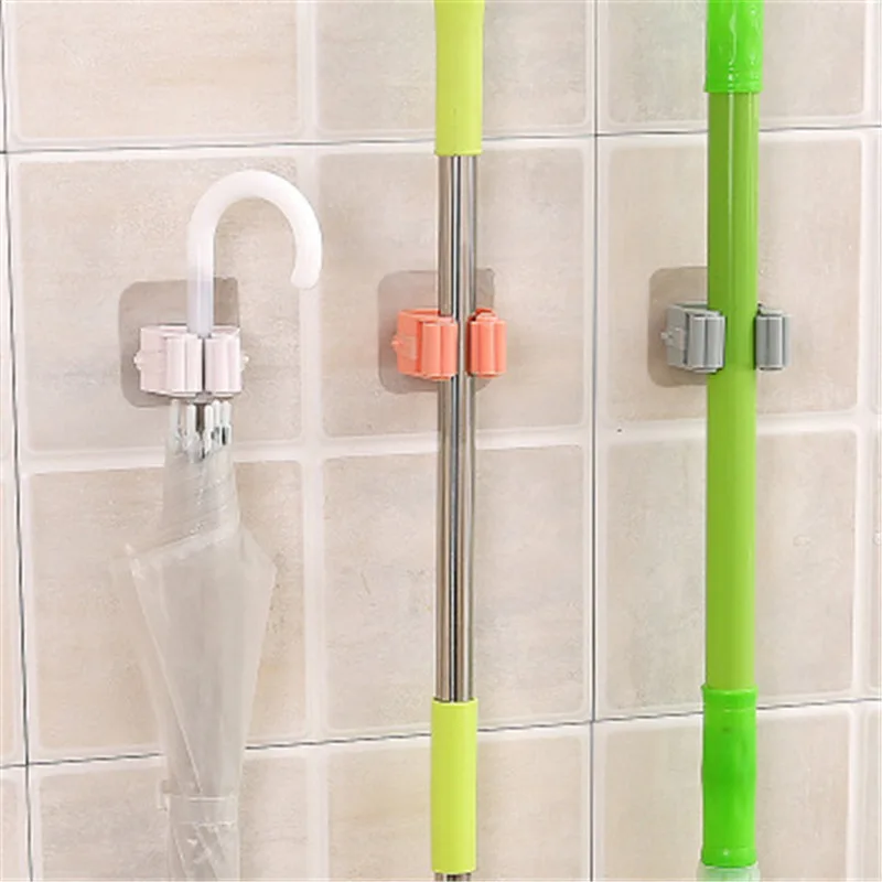 Mop Rack Wall Mounted Mop Holder Broom Holder Hanger Shelf Organizer Hook Household Kitchen Organizer Bathroom Accessories - الصورة 2