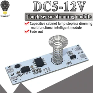 DC 12V Capacitive Touch Sensor Switch Coil Spring Switch LED Dimmer Control Switch 9-24V 30W 3A for Smart Home LED Light Strip