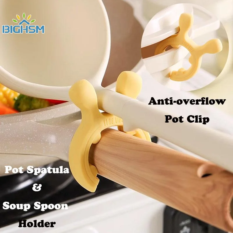 Multifunctional Deer Ear Spatula Holder Anti Scalding Overflow Pot Clip Silicone Spoon Rest Cooking Utensils Clip Kitchen Gadget - الصورة 3