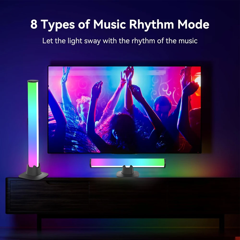 RGB LED Lights Bar Bluetooth Setup Ambient Table Lamp Desk Night Light For Christmas Party TV Backlight Smart Home Decoration - الصورة 4
