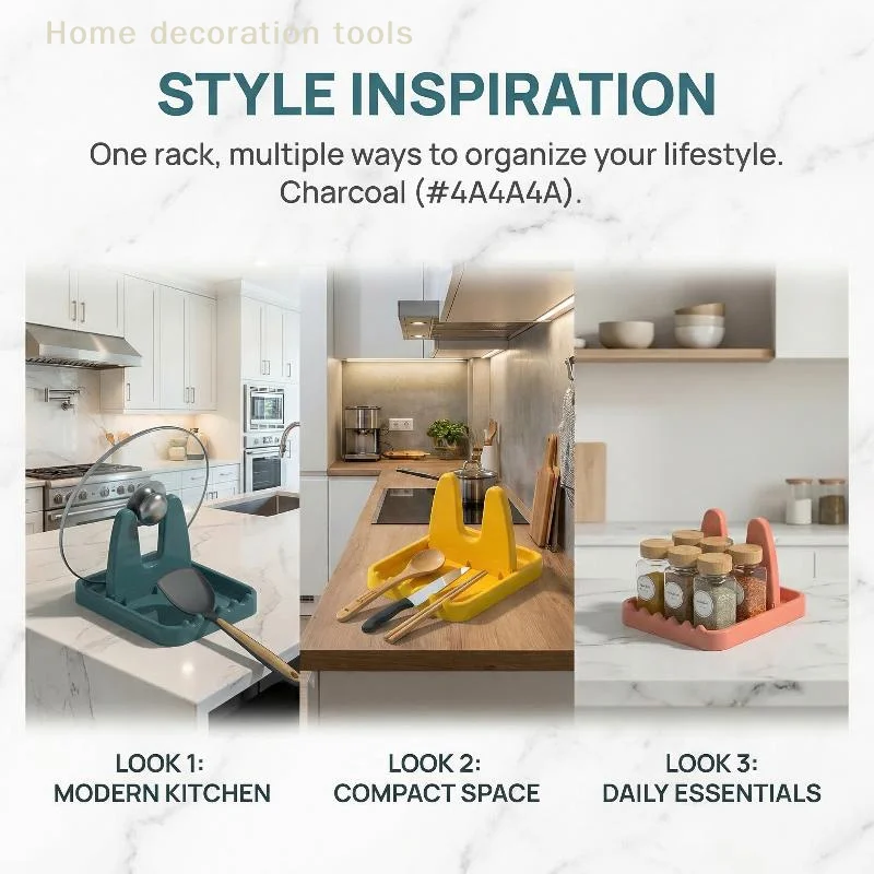 Plastic Foldable Pot Lid Rack Space Saving Spoon Storage Holder Multifunctional Kitchen Organizer for Home Countertops - الصورة 6
