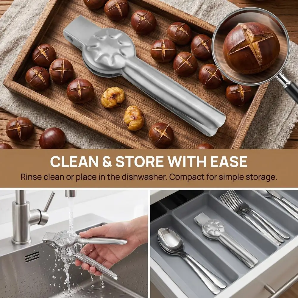 2-in-1 Chestnut Opener Cutter Nut Cracker Sheller Walnut Pliers Metal Nut Opener Kitchen Gadgets Peeler Tools Accessories - الصورة 4