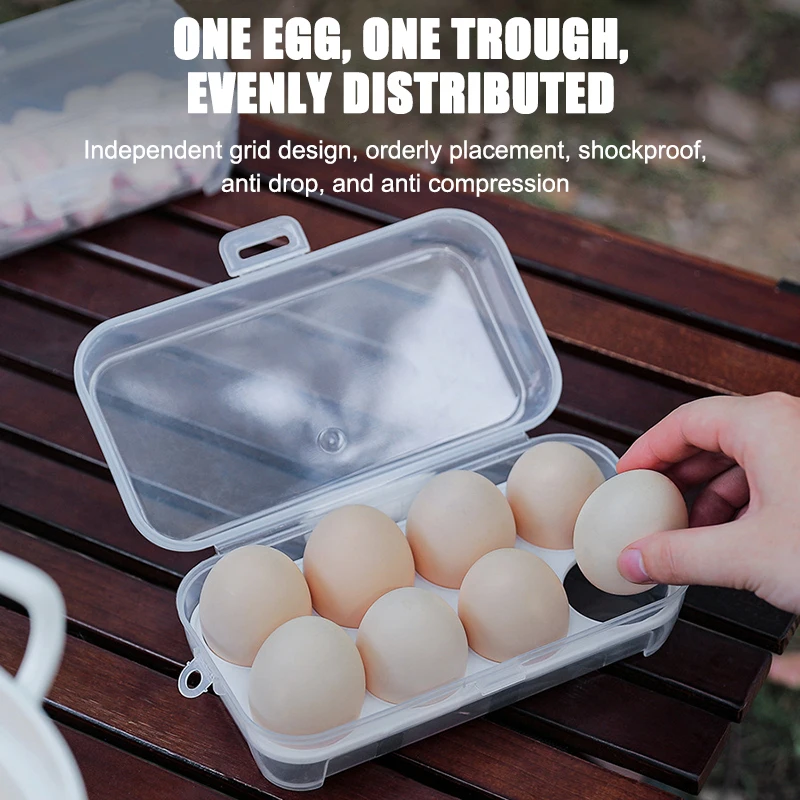 Egg Box 3/4/8 Grids Egg Holder Container For Outdoor Camping Picnic Eggs Box Case Anti-fall Egg Storage Boxes Kitchen Organizer - الصورة 3