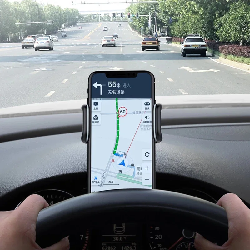 Car Dash Board Mobile Phone Holder Clip Mount Cell Phone Stand In Car GPS Support Bracket for IPhone Samsung Portable Car Holder - الصورة 5