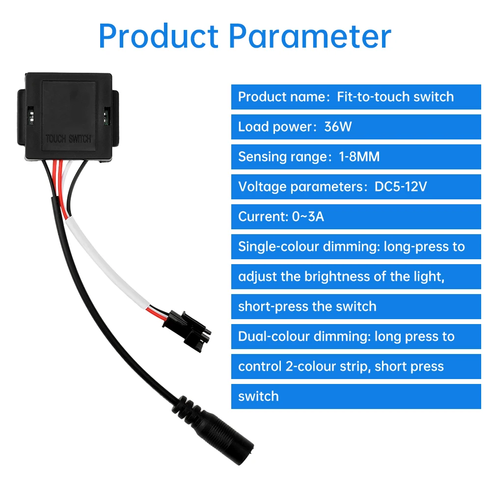 DC5-12V 36W 3A Switch Bathroom Mirror Switch Touch Sensor For Led Light Mirror Headlight For Smart Home Bathroom Light Switch - الصورة 6
