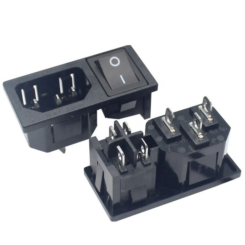 AC Power Socket Green Rocker Switch 15A 250V IEC320 C14 Wall Push Button Interrupteur Smart Life Home