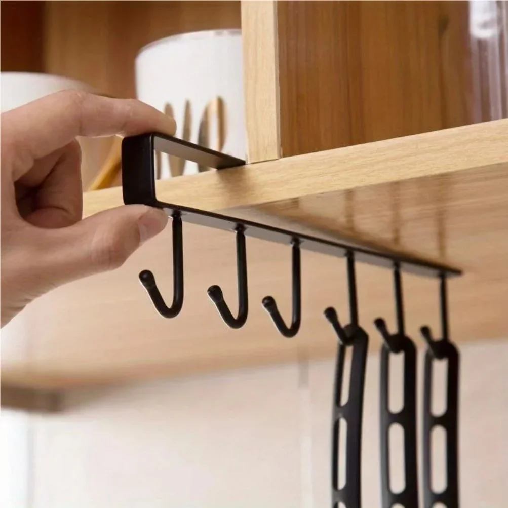 1pcs Kitchen Shelf Storage Clothes Hanging Organizer Cup Holder Glass Mug Holder 6 Hooks Storage Rack Kitchen Accessories - Image 2