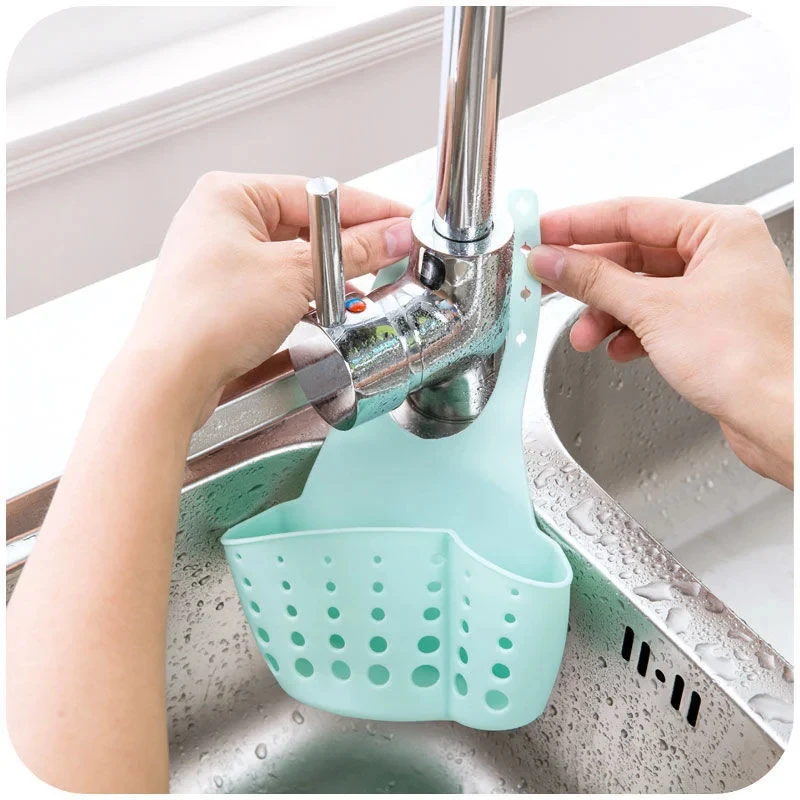 1-3pcs Kitchen Sink Shelf Organizers Double-Layer Hanging Soap Sponge Storage Holder Accessories Silicone Drain Basket Supplies - الصورة 3