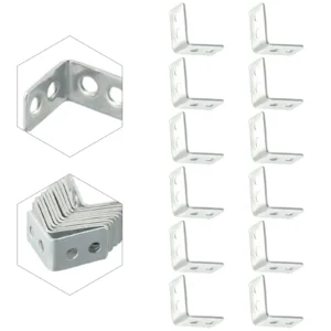 12pcs/Set Small L-Shape Corner Brackets Metal 1" Corner Drawer Shelf Wall Bracket Fixing For Bookshelf Kitchen Shelf