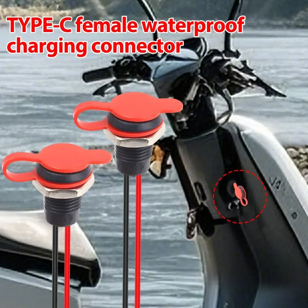 Type-C Car Charging Connector 3A 5V 2-Pin Bare Wire PVC Waterproof Female Socket with Nut Lock for Automotive Home Smart Devices - Image 2