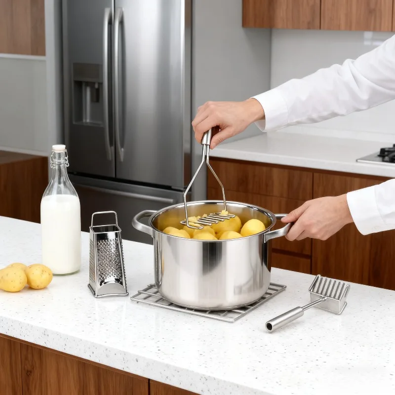 Stainless Steel Potato Masher Wavy Shape Presser Kitchen Tool for Mash Puree and Cooking Vegetable Tools Gadgets