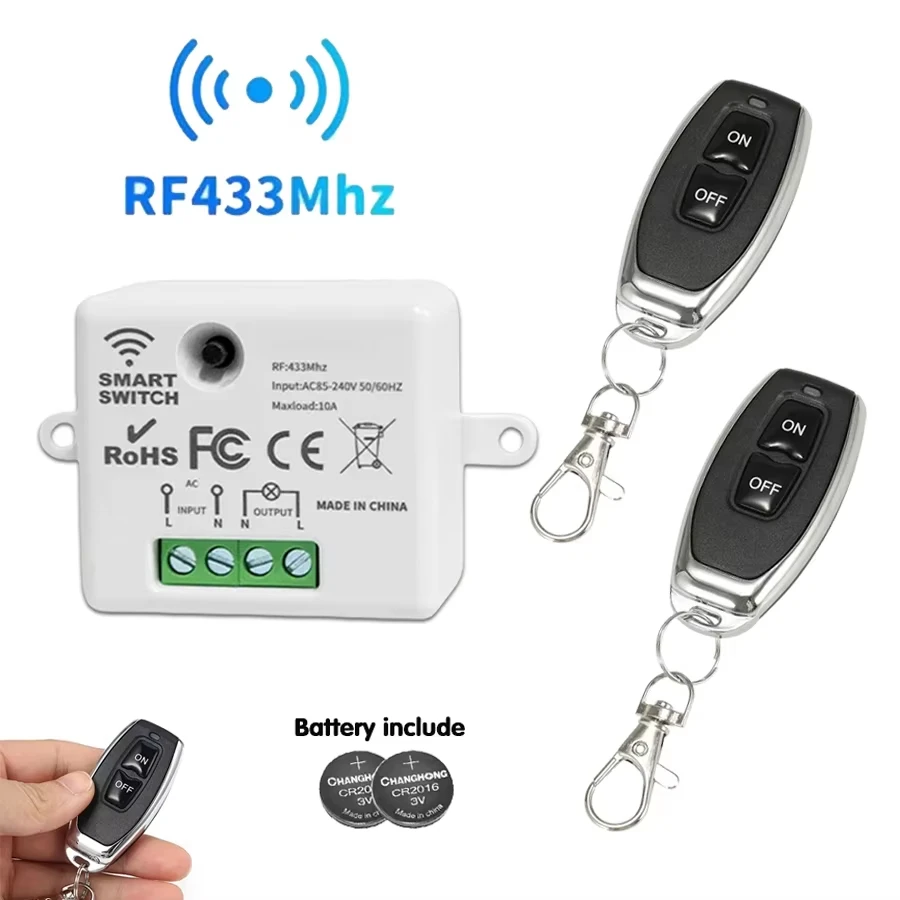 RF 433MHz Wireless Remote Control Switch Smart Home 110V 220V 10A Controller Relay ON/OFF Transmitter Wall Light Switches