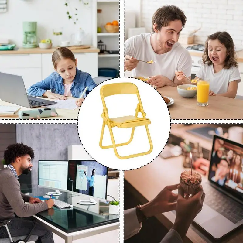 Cute Sweet Creative Desktop Mini Chair Stand Can Be Used As Decorative Ornaments Foldable Lazy Drama Mobile Phone Holder - الصورة 5