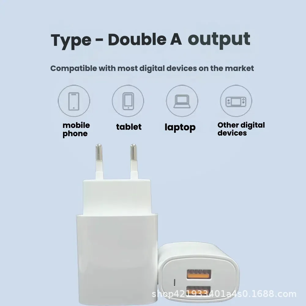 Charger, EU charger, 12W charger, dual USB charger, 5V 2.4A adapter, LED charger, power supply, desk lamp charger, camera power - الصورة 6