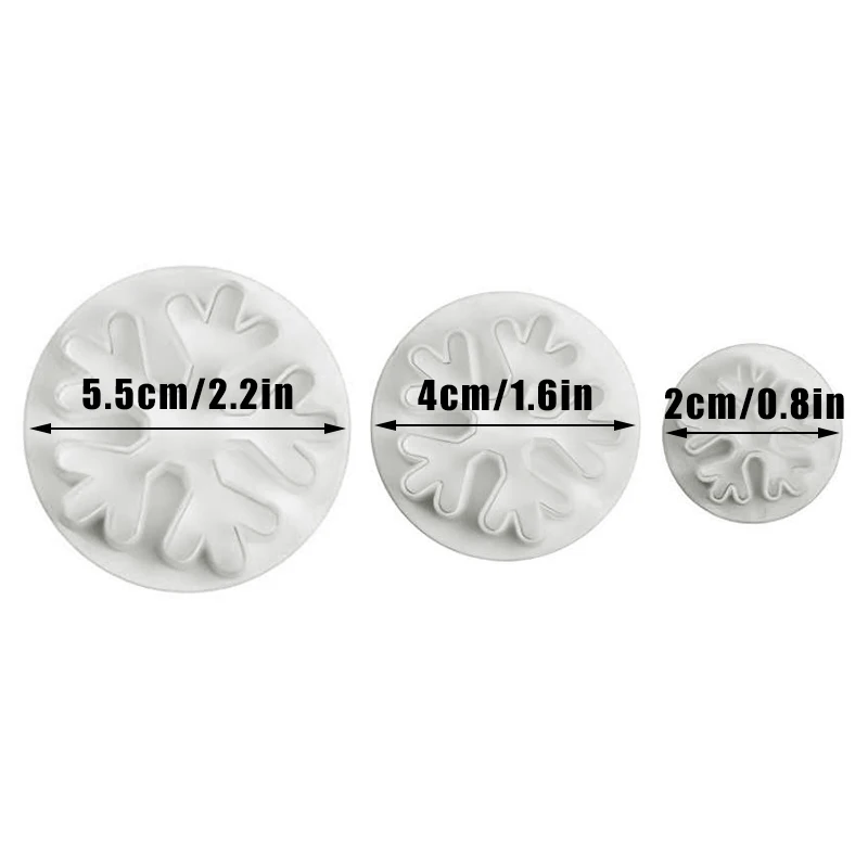 3 Pcs Snowflake Cookie Cutters Fondant Embossing Tool Christmas Snowflake Plunger Navidad Noel New Year 2024 Kitchen Gadgets - الصورة 4