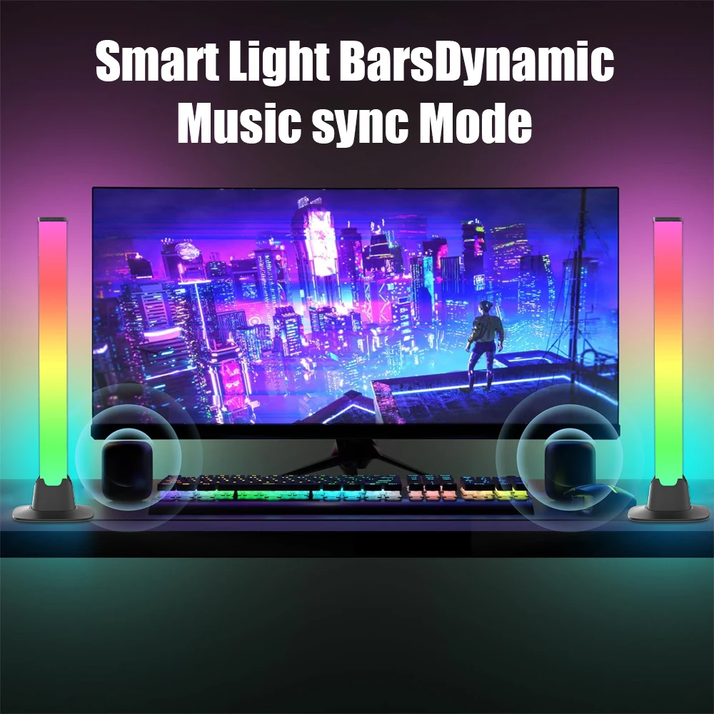RGB LED Lights Bar Bluetooth Setup Ambient Table Lamp Desk Night Light For Christmas Party TV Backlight Smart Home Decoration - الصورة 2