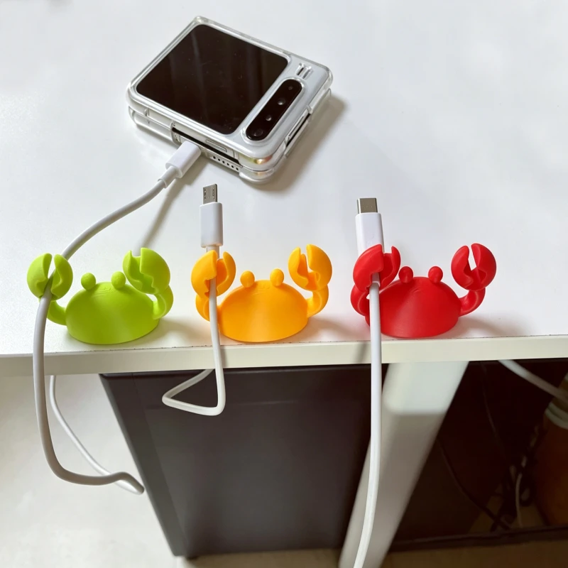 1pc/2pcs Cute Crab Cable Organizer Clip Data Cable Stand Mobile Phone Charging Cable Organizers Fixer Desk Wire Tidy Holder
