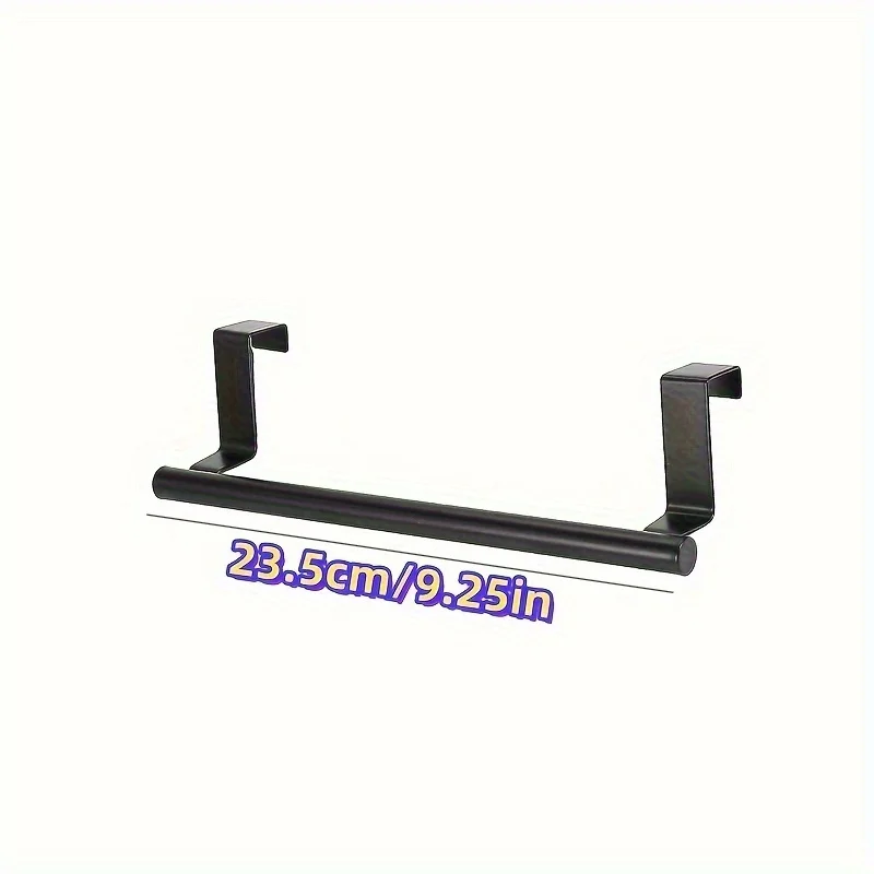 Caravan Towel Rack Over Door Towel Bar Hanging Holder Stainless Steel Bathroom Kitchen Cabinet Black Towel Rag Shelf Hanger - الصورة 6