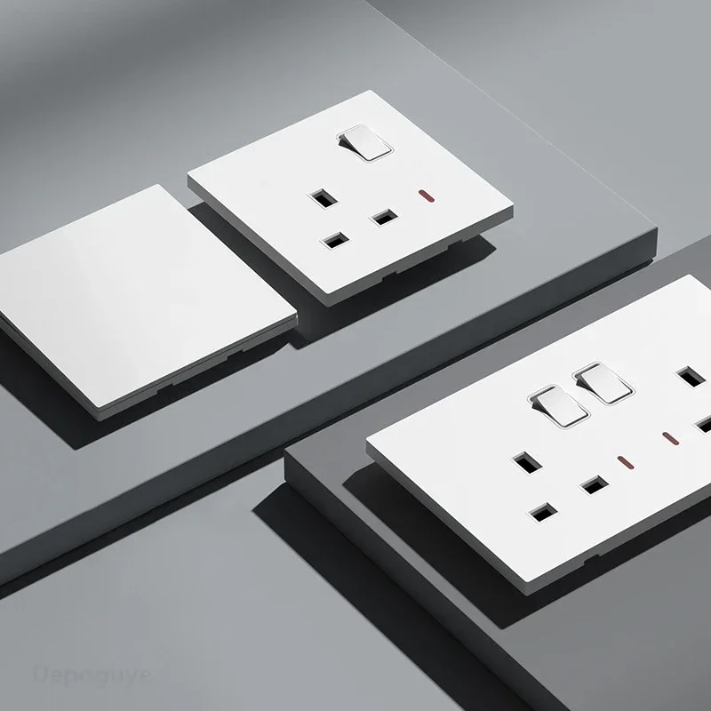 UK Standard Power Socket 13A Quick charge Plug 20W Smart Type-C Wall Outlet,220V Electrical Universal Wall Light 2way Switch