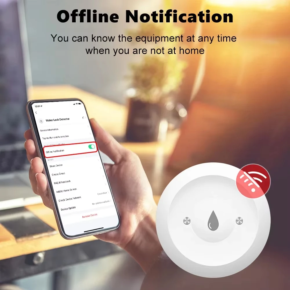 Tuya ZigBee 3.0 Water Leak Detector Smart Flood Sensor App Remote Monitor for Kitchen/Bathroom with Home Assistant Zigbee2mqtt - الصورة 3