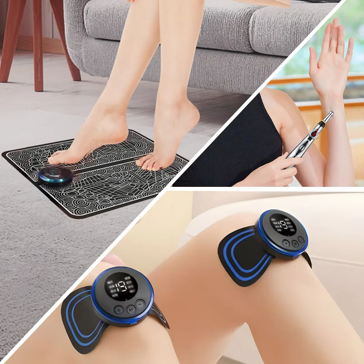 3PCS Home Massager Set EMS Foot Therapy Massager Multi-function Electronic Massage Pen to Relieve Shoulder Neck Waist Back Pain - الصورة 4