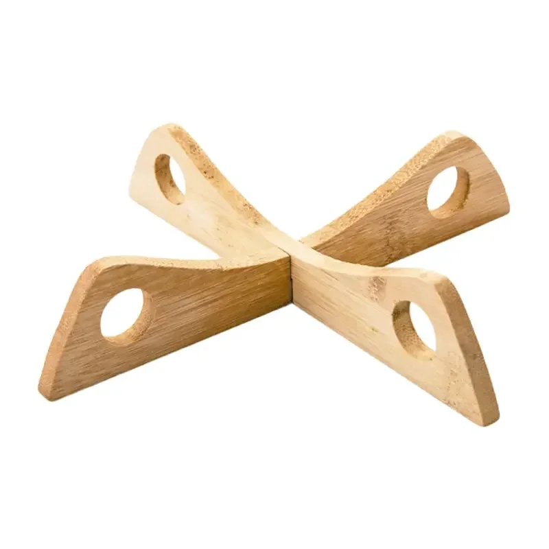 Cross Tray Holder Wooden Removable Table Mat Anti-Heat Steam Table Mat Household Kitchen Anti-Slip Wooden Mat Gadget - الصورة 6