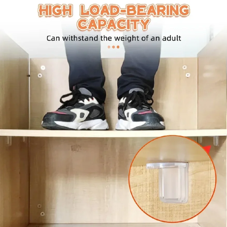 2/5 Kitchen Shelf Support Adhesive Nails Cabinet Partition Bracket Wall Stickers Hooks Home Storage Organization Garden - الصورة 5