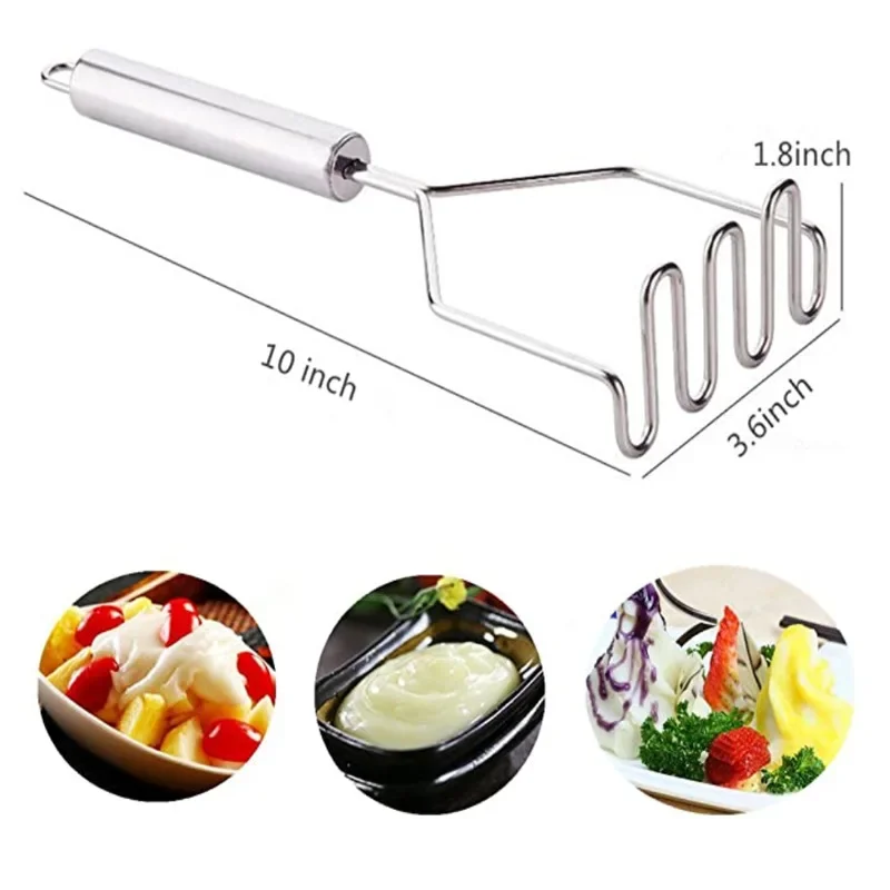 Stainless Steel Potato Masher Manual Fruit Vegetable Pressure Mud Machine Kitchen Children Food Crusher Complementary Gadget - الصورة 5