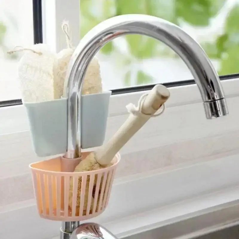 Drain Sink Plastic Hanging Basket Shelf Spout Holder Sponge Storage Faucet Rack Convenient Novel Home Storage Shelf Kitchen Tool