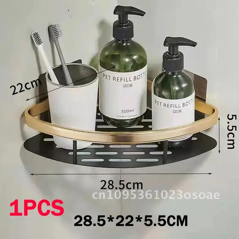 Aluminum Alloy Bathroom Shelf No Drill Shower Storage Organizer Kitchen Accessories Shampoo Rack - الصورة 5