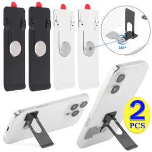 2-1PCS Portable Phone Laptop Stand Metal Mini Foldable Holder 360° Rotating Ultra Thin Phone Bracket for Cell Tablets Kickstand