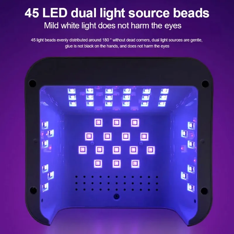 45LED High Power UV Nail Lamp for Gel Curing with LCD Smart Screen Nail Dryer Removable Base Pedicure Tool for Home Use - الصورة 2