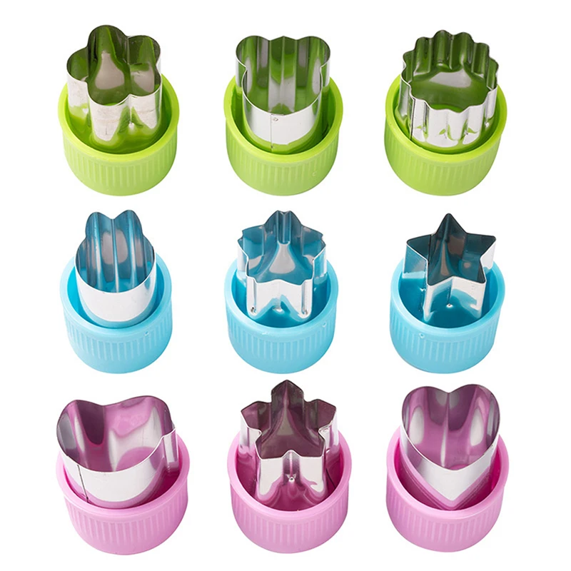 3pcs/set Star Heart Shape Vegetables Cutter Plastic Handle Portable Cook Tools Stainless Steel Fruit Cutting Die Kitchen Gadgets - الصورة 5