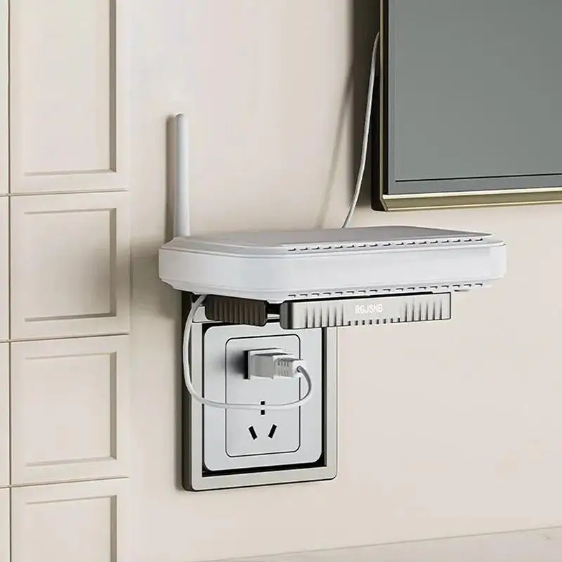 Plastic Socket Mobile Phone Charging Holder Punch-free Wall-mounted Socket Storage Racks Sturdy Wall Outlet Shelf Kitchen - الصورة 2
