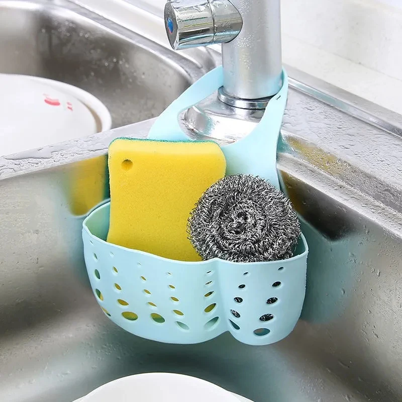 1-3pcs Kitchen Sink Shelf Organizers Double-Layer Hanging Soap Sponge Storage Holder Accessories Silicone Drain Basket Supplies - الصورة 2