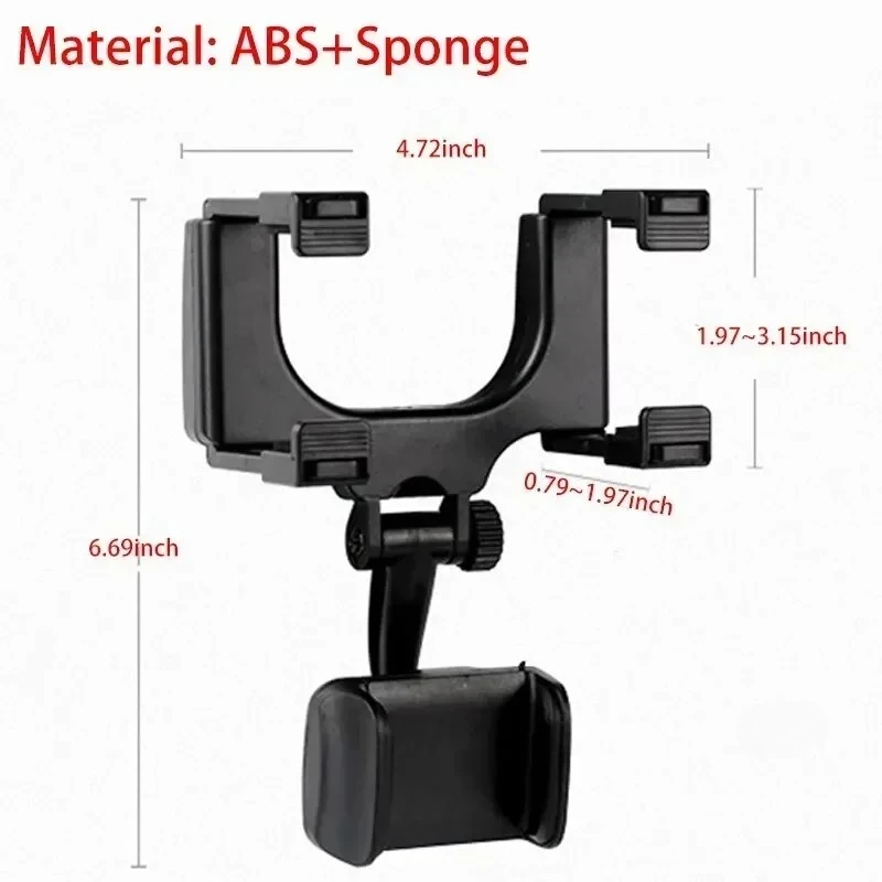360 Car Phone Holder Rearview Mirror Mount Bracket Navigation GPS Mobile Stand Clip Foldable Adjustable Car Cell Phone Support - الصورة 6