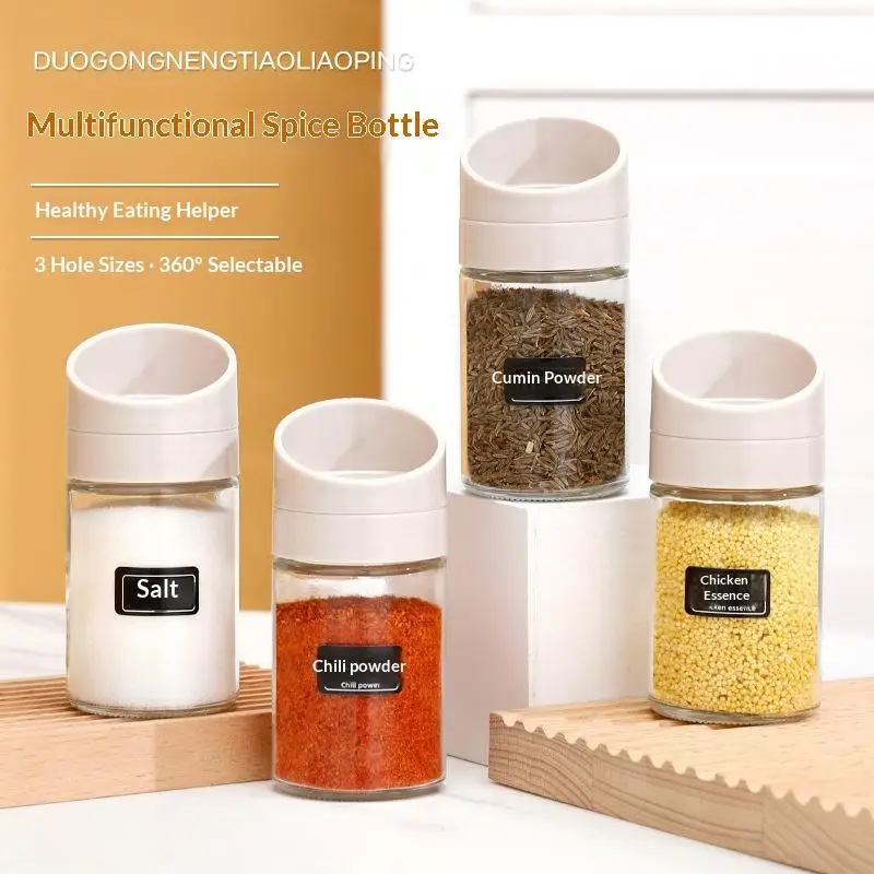 Spices Herb Salt Bottle With Rotating Lid for Kitchen Easy Access Seasoning Organizer Home Cooking Storage Solution - الصورة 4