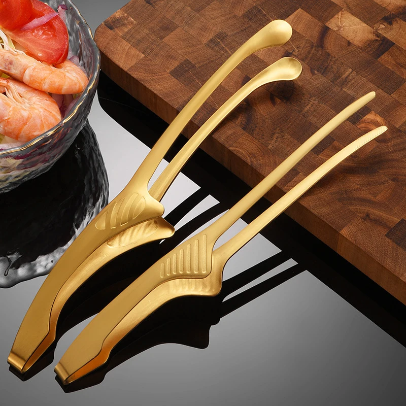 430 Stainless Steel Golden Food Tongs Japanese Barbecue Korean Barbecue Tongs Bbq Steak Tongs Kitchen Gadgets - الصورة 6