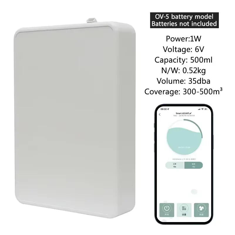 Aroma Diffuser 500ml Coverage Scent Machine Hotel Home Smart Essential Oil Diffuser Bluetooth APP Control Battery Wall Mounted - الصورة 6