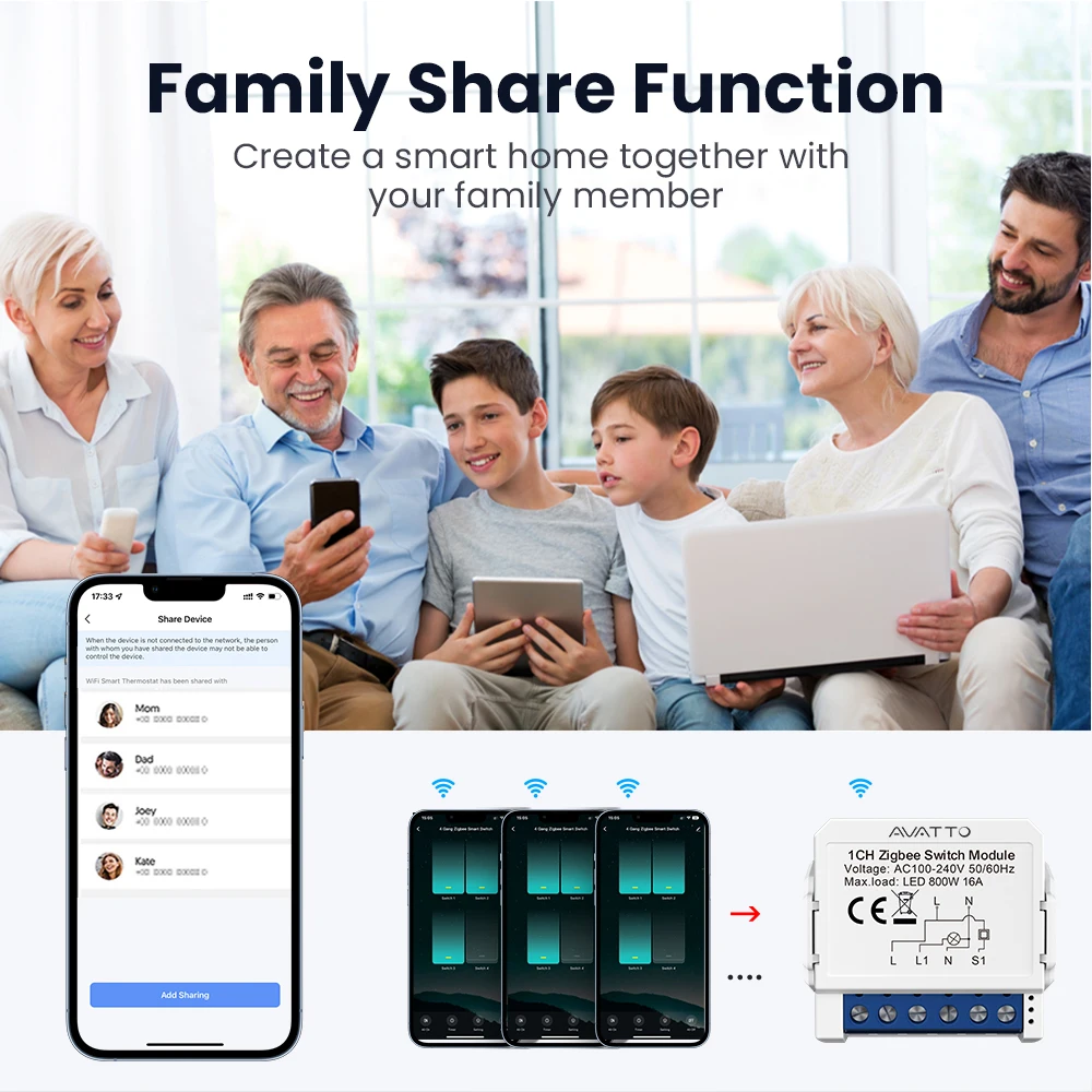 AVATTO Tuya ZigBee Smart Light Switch No Neutral Relay Module 1/2/3 Gang,AVATTO App Control,Work with Alexa Google Home - الصورة 6