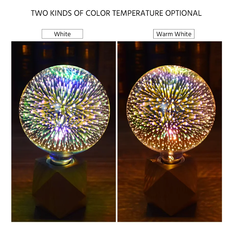 G125 G80 E27 Bulb Night Light Star Fireworks Effect table Lamp Decoration Bulb bedside Home Room Decor Light Luminaria 110V 220V - الصورة 5