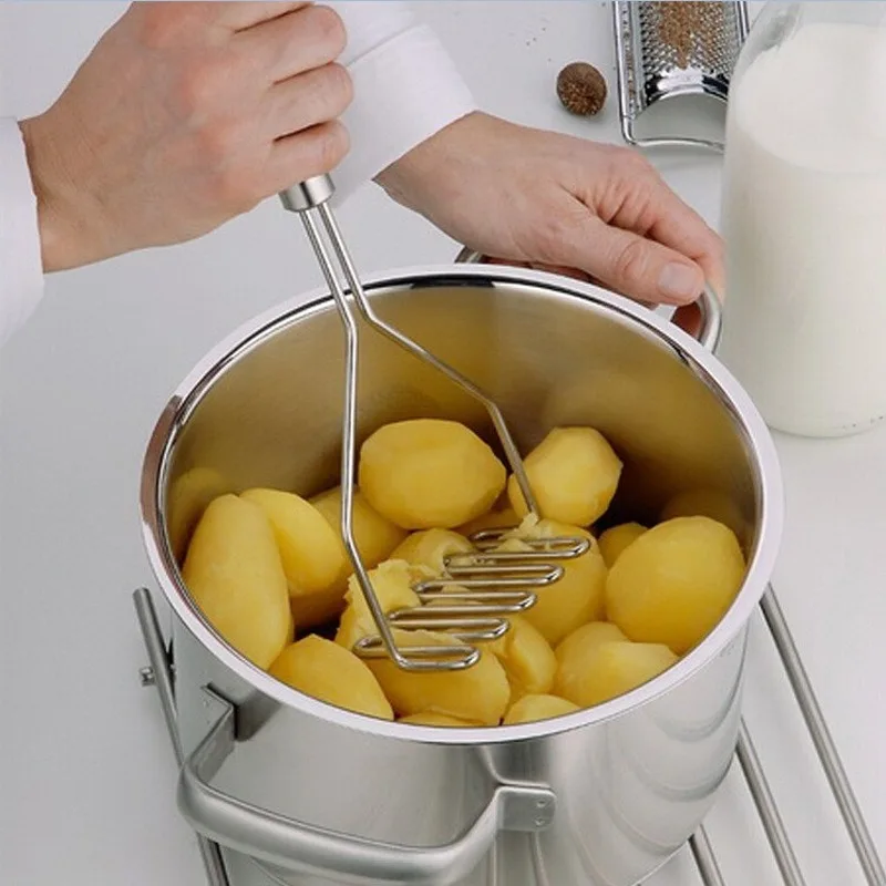 Stainless Steel Potato Masher Wavy Shape Presser Kitchen Tool for Mash Puree and Cooking Vegetable Tools Gadgets - الصورة 3