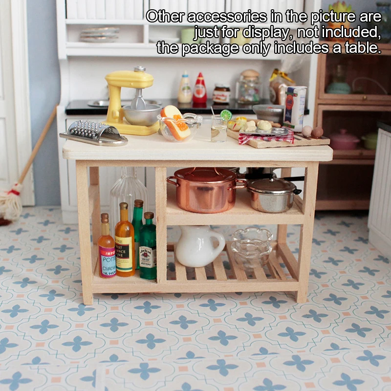 1/12 Doll House Furniture Miniature Wooden Console Table Cabinet Kitchen Room Sideboard Bathroom Living Room Shelf For Dollhouse - الصورة 6