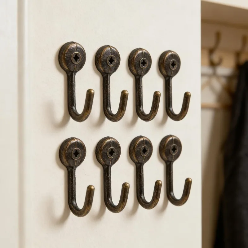 Mini Zinc Alloy Wall Hooks with Screws Heavy Duty Wall Mounted Hook for Kitchen Bathroom Coat Towel Hanging Hangers Organizer - الصورة 2