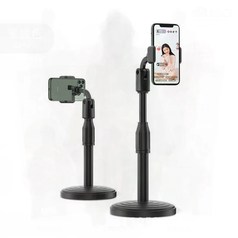 360-Degree Rotating Double Card Slot Disc Telescopic Mobile Phone Stand - Multifunctional Lazy Desk Stand for Live Streaming - الصورة 2