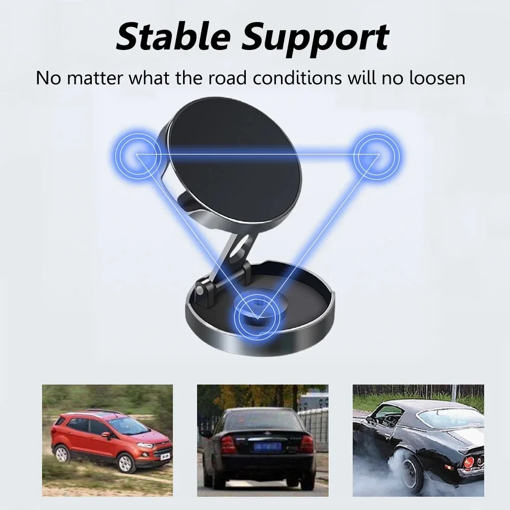 Strong Magnetic Mobile Phone Stand 720° Foldable Round Bracket Car Holder Support for Universal Phones Mount Holders In Car - الصورة 5