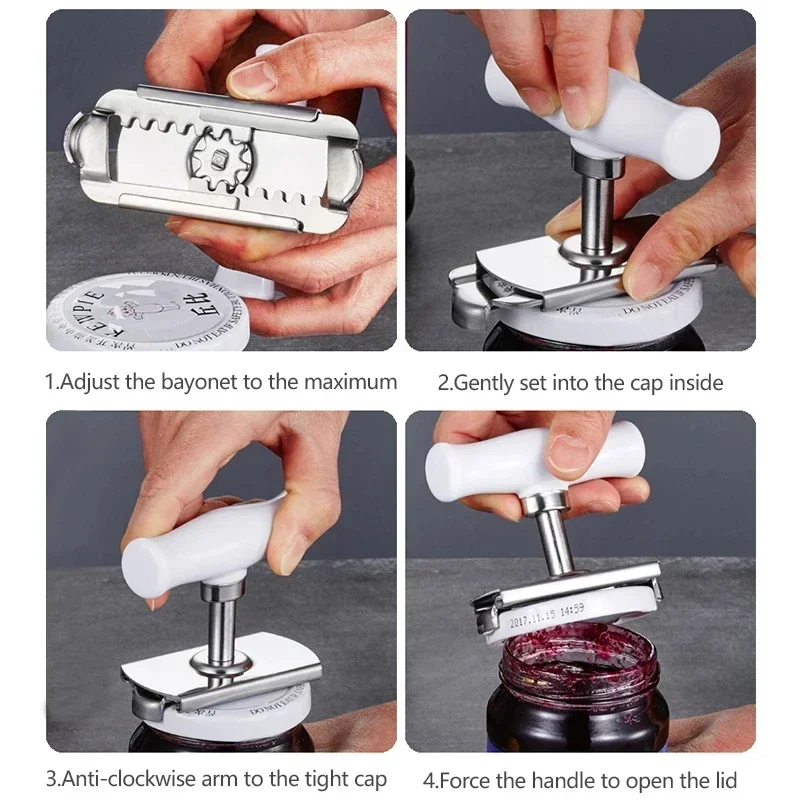 2026 New Home Stainless Steel Quick Bottle Opener Adjustable Can Opener Glasses Jar Lid Opener Kitchen Gadgets - الصورة 4