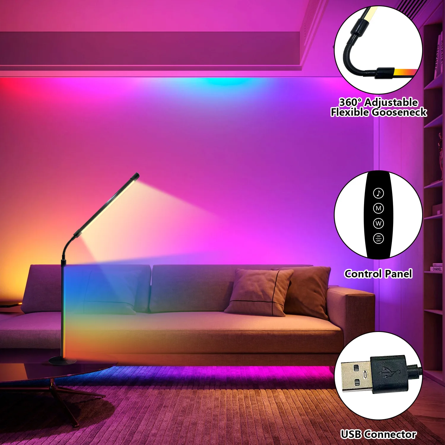 Smart desk lamp Ambient light APP controls music synchronization Timed reading Night light 360 ° adjustable - الصورة 3