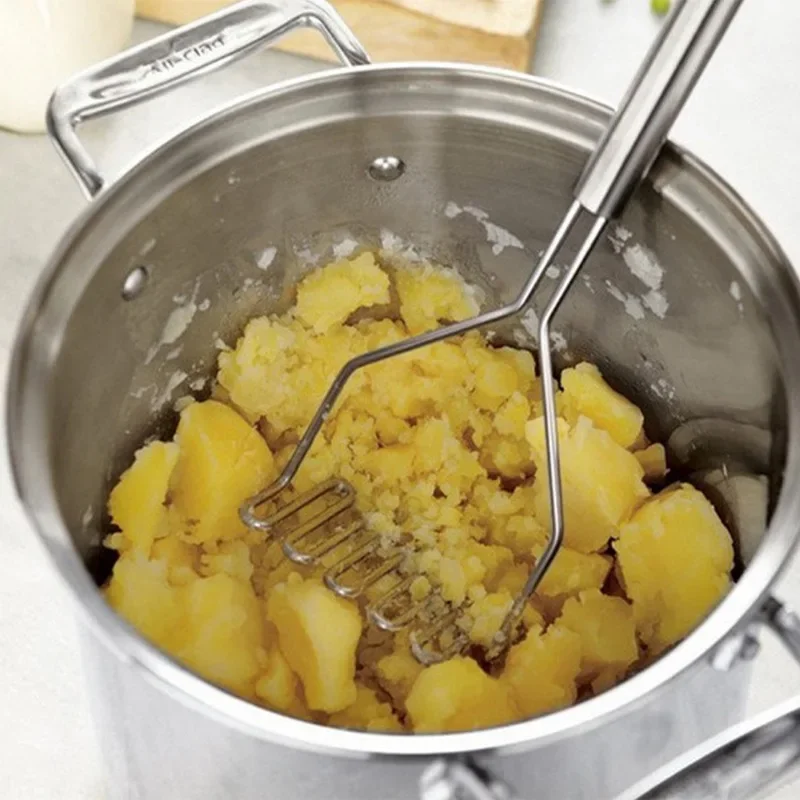 Stainless Steel Potato Masher Manual Fruit Vegetable Pressure Mud Machine Kitchen Children Food Crusher Complementary Gadget - الصورة 2